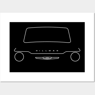 Hillman Imp Mark I front and back outline (white) Posters and Art